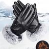 Gloves Artificial Leather Gloves, Touchscreen Mitten with Fur Ball, Ladies Warm Winter Full Finger Gloves, Fashion Gloves, Black Full Finger view 2