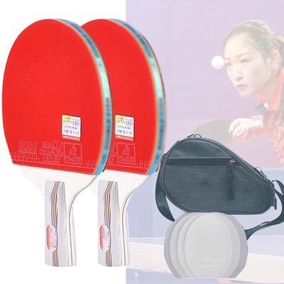  ping Pong Paddle Table Tennis paddle2* Table Tennis Racket, Composed of 7-Layer Base Plate, 4-Star Training Racket with Cross-Body Bag(Color:1)