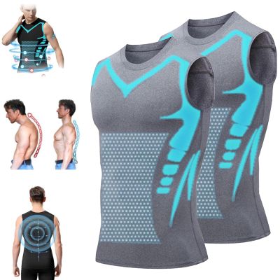 lunhaifi Zemanva Correction Vest, Ionic Shaping Sleeveless Shirt, menionic Tourmaline Posture Corrector Shaping Vest (A,2XL)