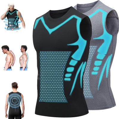 lunhaifi Zemanva Correction Vest, Ionic Shaping Sleeveless Shirt, menionic Tourmaline Posture Corrector Shaping Vest (E,L)