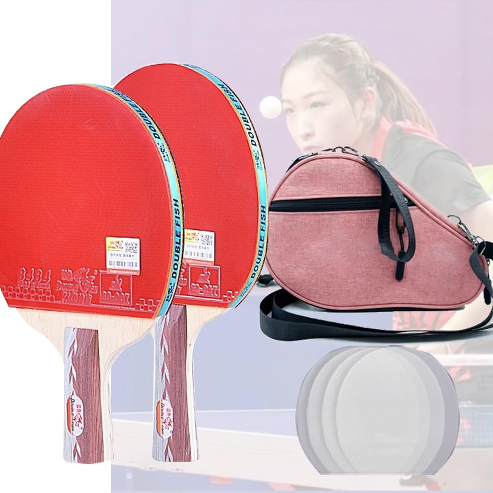  ping Pong Paddle Table Tennis paddleThe 5-Star Double Racket Set Includes 1*Long-Handled Racket and 1*Short-Handled Racket.
