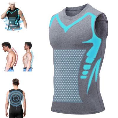 lunhaifi Zemanva Correction Vest, Ionic Shaping Sleeveless Shirt, menionic Tourmaline Posture Corrector Shaping Vest (Grey,XL)