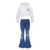 Agoky Girl's Playwear Set 2Pcs Fashion Clothes Crop Tops with Jeans Suit Casual Clothing Sets 6-16 Years Grey 10 Years view 1
