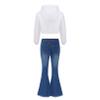 Agoky Girl's Playwear Set 2Pcs Fashion Clothes Crop Tops with Jeans Suit Casual Clothing Sets 6-16 Years Grey 10 Years view 2