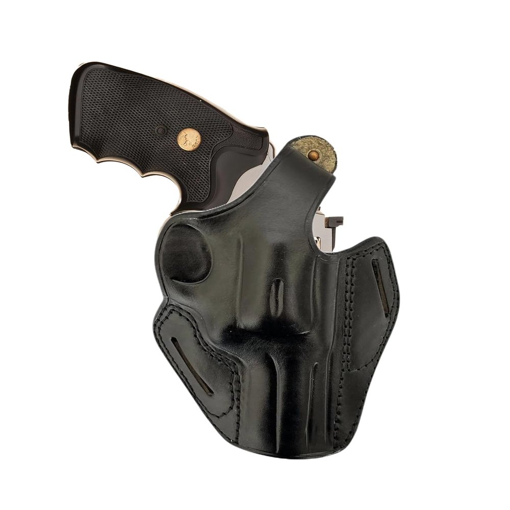Leather Holster with Safety Lock fits Ruger GP100 or SP101, Handmade, Right Handed, PulsarHolster (Black, GP100 4" Barrel)
