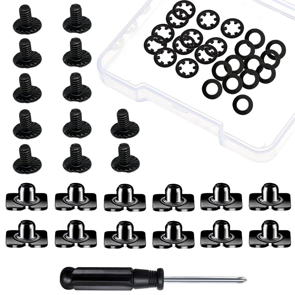 Fortunemee Football Back Plate Hardware - Screws, Nuts, Washers, Gaskets, Chicago Screws - Adult & Youth Size, 12 Sets