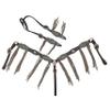 MOUSM Genuine Argentina Cow Leather Headstall Breast Collar Set Decorated with Turquoise and Copper Studs & Carved Leather Patches with Beige Fringe view 1
