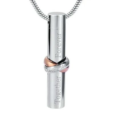 MYPOWER Cremation Urn Necklace For Ashes Cylinder In Loving Memory with Together Forever Keepsake Ashes Pendant Jewelry For Women&Men