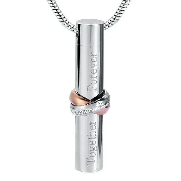 MYPOWER Cremation Urn Necklace For Ashes Cylinder In Loving Memory with Together Forever Keepsake Ashes Pendant Jewelry For Women&Men