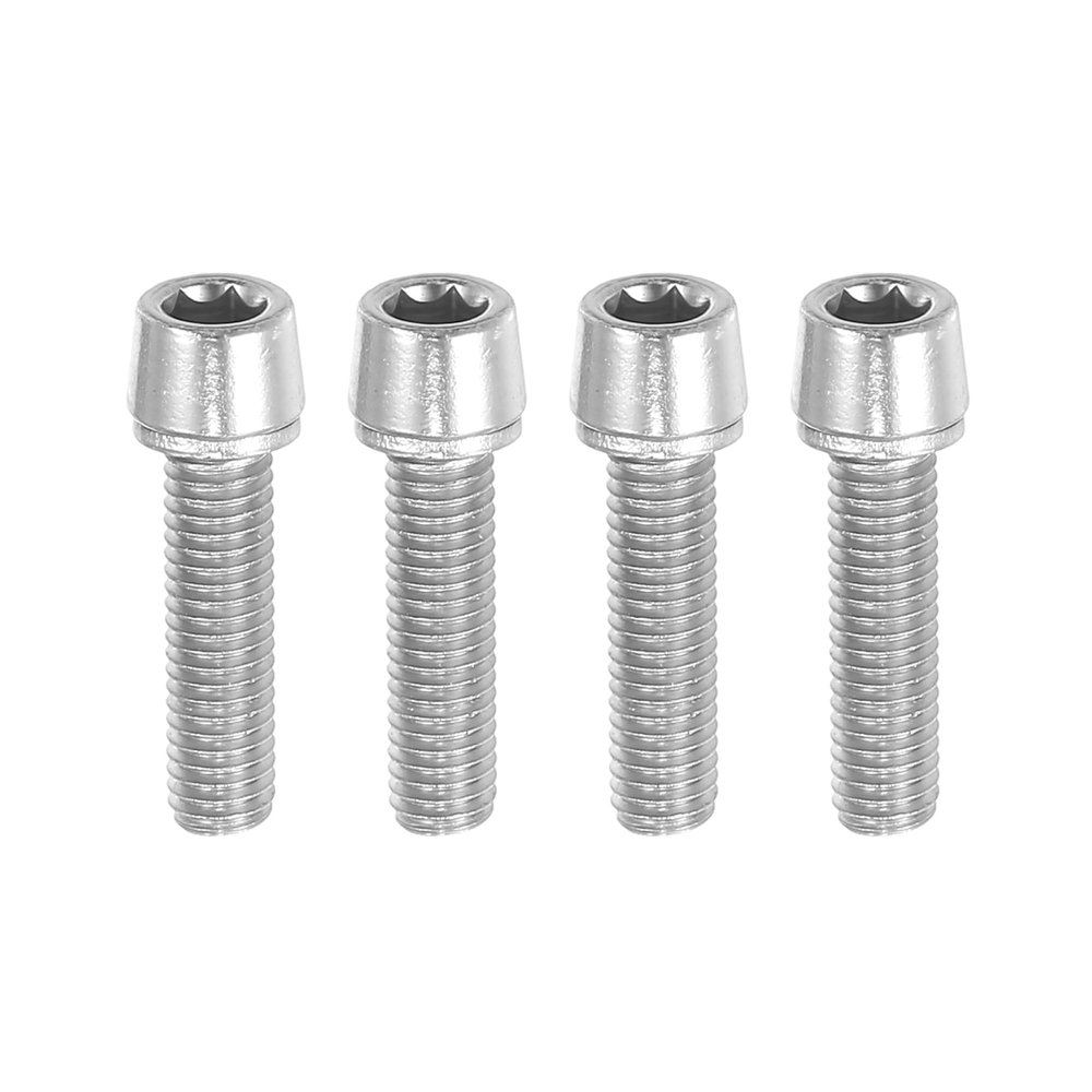 A ABSOPRO Tapered Bolts Screws for MTB Bike Bicycle Stem Durable M5x20mm Socket Head Cap Bolts Screws Nuts Steel Silver Tone (Set of 4)