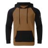 Sweatshirts for Men Trendy Color Block Hoodies Fleece Long Sleeve Hooded Pullover Casual Patchwork Tops with Pocket Zip Hoodies For Men Black Crewneck Sweatshirt Womans Clothing,(A-Khaki,M) view 1