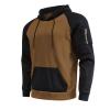 Sweatshirts for Men Trendy Color Block Hoodies Fleece Long Sleeve Hooded Pullover Casual Patchwork Tops with Pocket Zip Hoodies For Men Black Crewneck Sweatshirt Womans Clothing,(A-Khaki,M) view 4