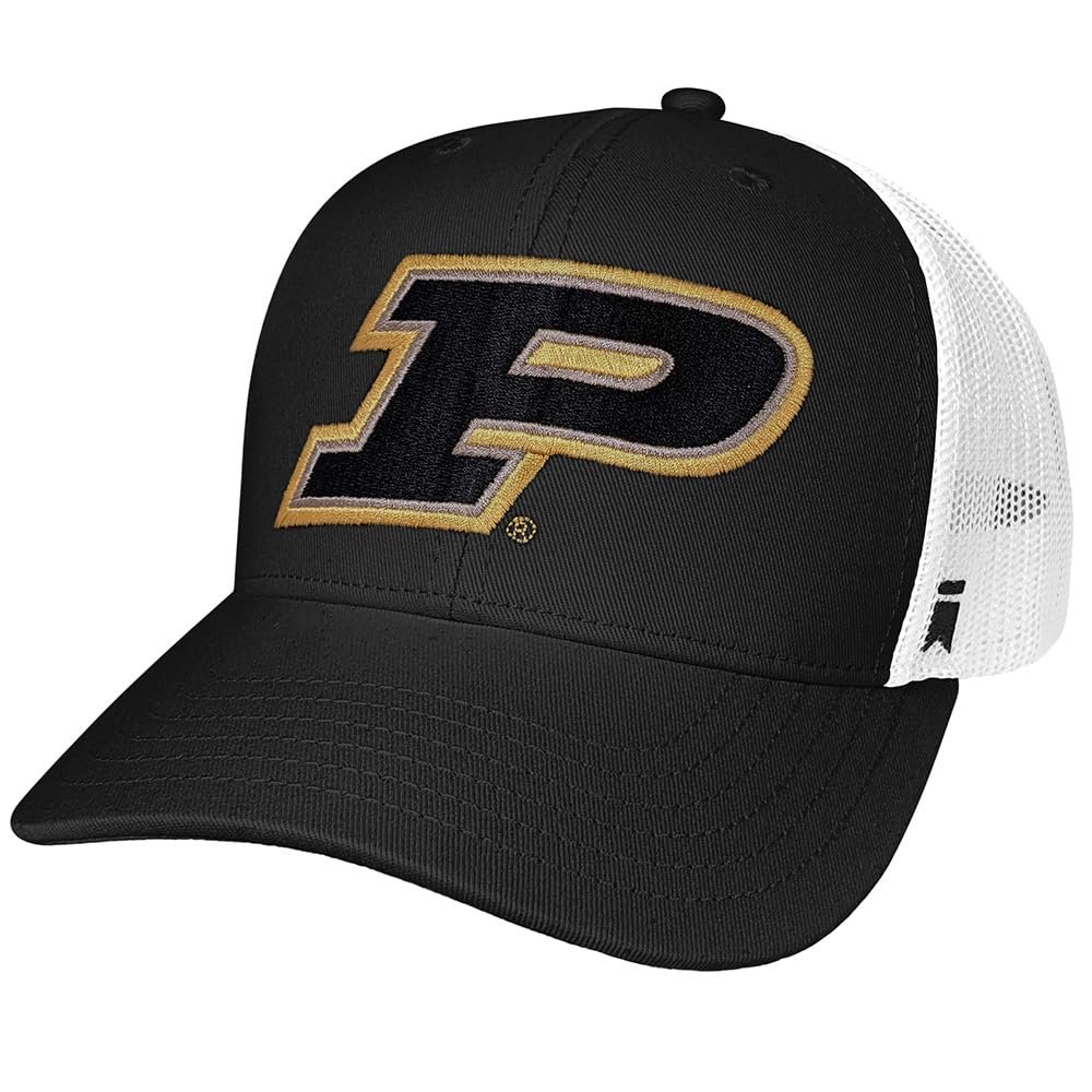 Campus Lab Official Purdue University Team Logo Adjustable Snapback Trucker Hat - Unisex for Men and Women Black