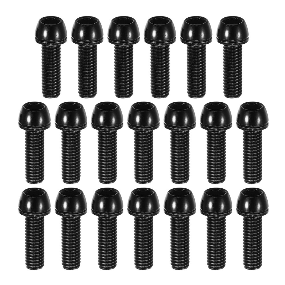 A ABSOPRO Tapered Bolts Screws for MTB Bike Bicycle Stem Durable M6x20mm Socket Head Cap Bolts Screws Nuts Steel Black (Set of 20)