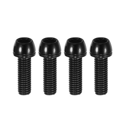 A ABSOPRO Tapered Bolts Screws for MTB Bike Bicycle Stem Durable M6x20mm Socket Head Cap Bolts Screws Nuts Steel Black (Set of 4)