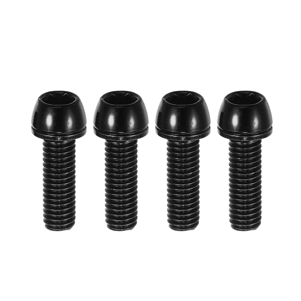 A ABSOPRO Tapered Bolts Screws for MTB Bike Bicycle Stem Durable M6x20mm Socket Head Cap Bolts Screws Nuts Steel Black (Set of 4)