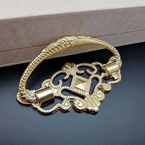Southst 1Pcs Vintage European Wooden Wine Box Furniture Flower Handle Knobs,Zinc Alloy Hollow Handles, Gold