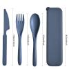 HMDZMR Reusable Utensils Set with Case, 4 Sets Travel Utensils with Case, Reusable Forks and Spoons Set for Lunch Box Accessories, Camping Utensils for Daily Use or Outdoor view 2