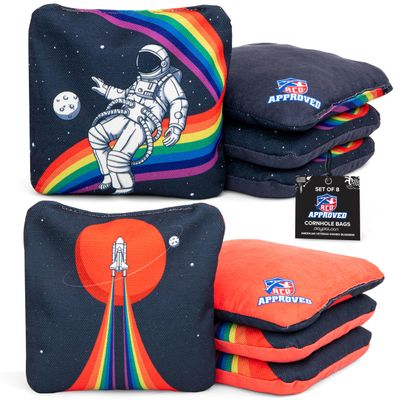 Play Platoon Tournament Series Cornhole Bags Regulation Set of 8 - ACO Approved Corn Hole Bags - Pro Style Premium Dual Sided Slick and Sticky Side Bag - Designed in USA - 4 Shuttle & 4 Spaceman