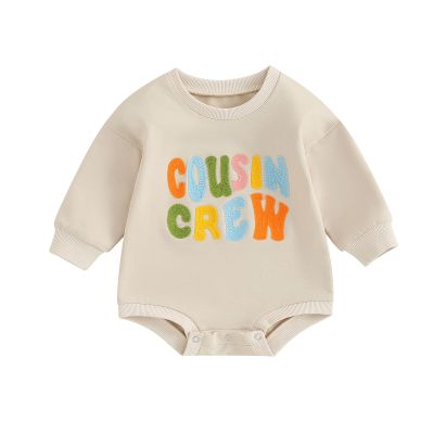 Cousin Crew Shirts Baby Girl Boy Jumpsuit Romper Sweatshirt Sister Brother Cousin Crew Matching Outfits Fall Clothes (Apricot, 0-3 Months)
