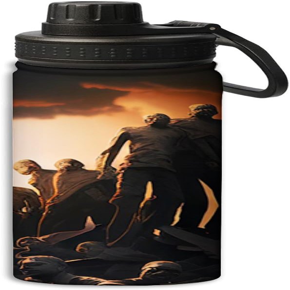 Yioniii Wide Group of Zombies in the Sky Print pattern Sports Leak Proof Water Bottle 18 oz, Insulated Water Bottles for Bicycles,Fitness,Yoga,Hiking etc.Orange and Black