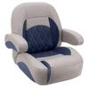 DeckMate Luxury Low Back Pontoon Captain's Chair - Gray and Navy view 1