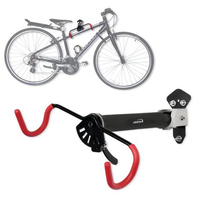 Ibera Bike Wall Mount - Adjustable Frame Holder & Soft Rubber Cradles - Garage Bike Rack for Road, MTB, Kids, Hybrid Bikes - Easy Installation & Space-Saving Design