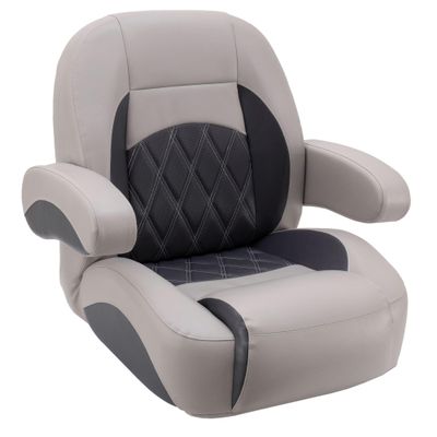 DeckMate Luxury Low Back Pontoon Captain's Chair - Gray and Charcoal