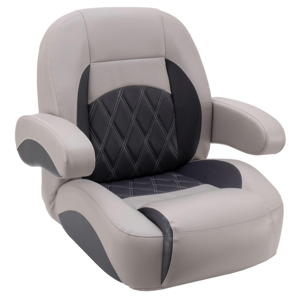 DeckMate Luxury Low Back Pontoon Captain's Chair - Gray and Charcoal
