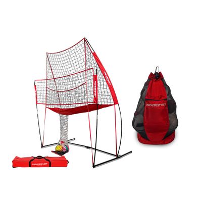 PowerNet Volleyball Practice Net Station and Large Carry Bag Bundle, 8 ft Wide by 11 ft High, Ball Return, Great for Hitting and Serving Drills, Perfect for Team or Solo Training
