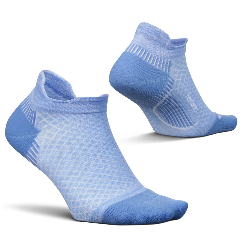 Feetures Plantar Fasciitis Relief Sock Light Cushion No Show Tab - Targeted Compression Sock for Women & Men - Brilliant Blue - Medium (1 Pair)