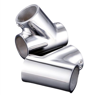 Pare of Marine Boat 316 Stainless Steel Hand Rail Fitting 60 Degree Tee Hardware Tube (Left &Right Each One) (22mm (7/8inch))