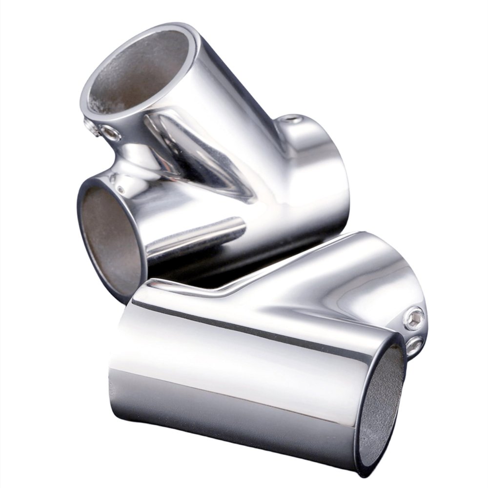 Pare of Marine Boat 316 Stainless Steel Hand Rail Fitting 60 Degree Tee Hardware Tube (Left &Right Each One) (22mm (7/8inch))