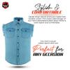 Daniel Smart Cotton Denim Sleeveless Frayed Design Button Down Shirts for Men - Cut Off Denim Shirt with Chest Pockets Bllue view 4