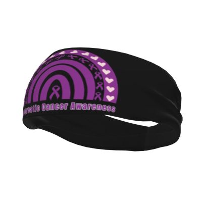 Pancreatic Cancer Awareness Rainbow Hearts Sports Headband for Men Women Unisex Workout Sweat Band Fitness Stretchy for Gym Athletic Running Cycling Basketball Yoga