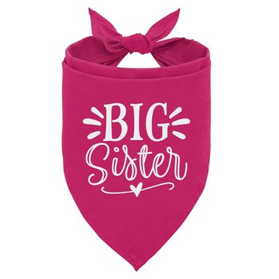 Big Sister Dog Bandana, Dog Bandana, Deep Pink Pet Dog Scarf Accessories, Pet Dog Triangle Scarf, Dog Bandana for Small Medium Dogs, Baby Announcement Dog Bandana, Dog Bandana Pet Scarf (M)