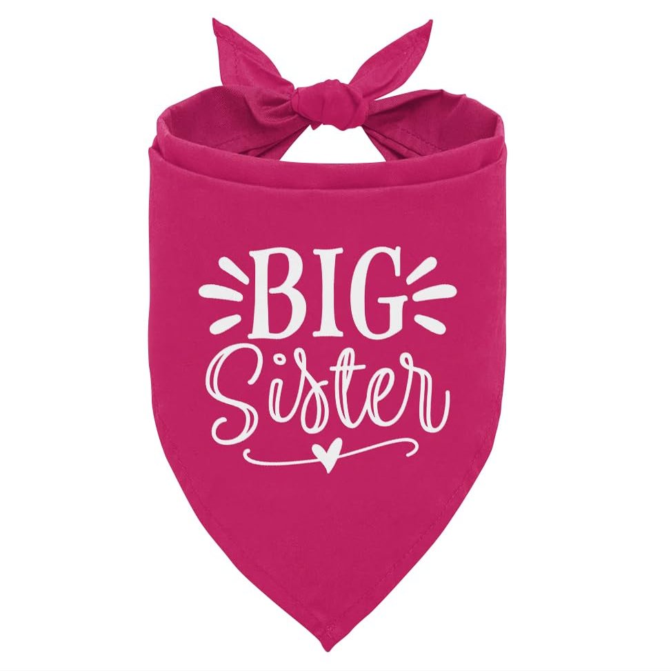 Big Sister Dog Bandana, Dog Bandana, Deep Pink Pet Dog Scarf Accessories, Pet Dog Triangle Scarf, Dog Bandana for Small Medium Dogs, Baby Announcement Dog Bandana, Dog Bandana Pet Scarf (M)