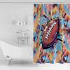 Anzona Football Waterproof Shower Curtains Set - Small 36 x 72 Inch, Yellow Blue Pink Watercolor Abstract Art Sports Polyester Fabric Bathroom Curtain with 12 Hooks, Bathroom Accessories, 1 Panel view 3
