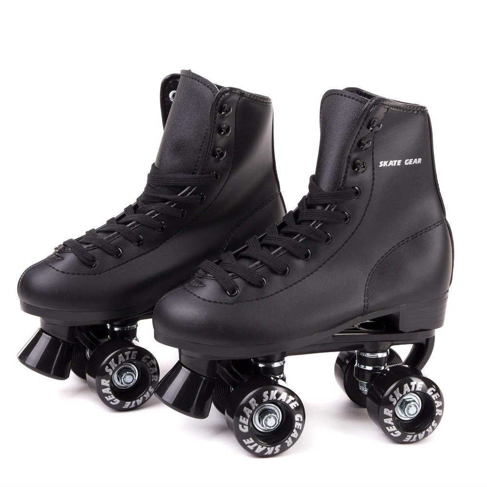C SEVEN C7skates Retro Design Quad Roller Skates (Soft Black, Kids C12)