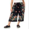 Angie Women's Floral Printed Culotte Pants with Bow Waistband view 1