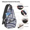 WURTON Blue Polynesian Maori Tribal Pattern Sling Backpack, Multipurpose Travel Hiking Daypack Rope Crossbody Shoulder Bag view 4