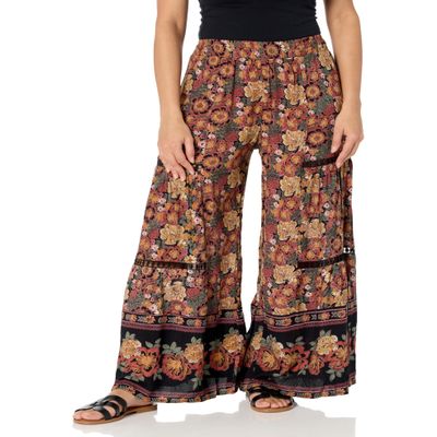 Angie Women's Wide Leg Pants with Lace Inserts