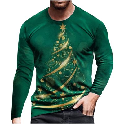 Christmas Long Sleeve T-Shirts, Men Women Funny Xmas Holiday Printed Tops, Vacation Christmas Shirt Crewneck Tees