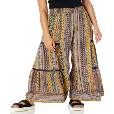 Angie Women's Wide Leg Pants with Lace Inserts