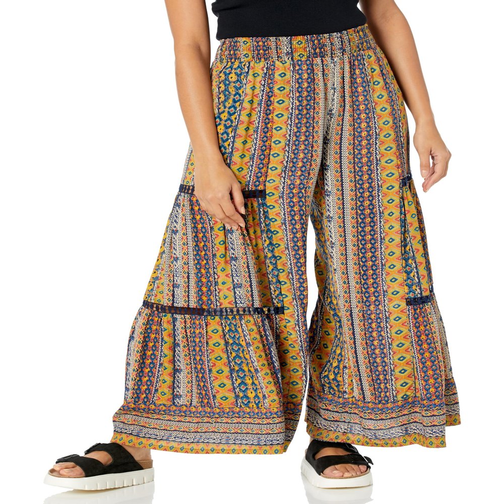 Angie Women's Wide Leg Pants with Lace Inserts