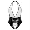 Jugaoge Women's Catsuit Wet Look PVC Leather Halter Neck Bodysuit One Piece Cutout Jumpsuit Clubwear Black C Large view 3