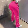 ZYXTIM Women's Color Block Jogger Sweatpants Stacked Bell Bottom Skinny Active Workout Pants Legging with Pockets Hot Pink view 3