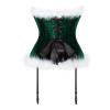 Christmas Corset Top Bustier Overbust Plus Size Women Velvet Outfit Costume Lingerie Blackish Green S view 2