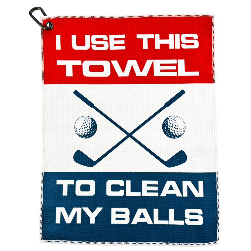 Wolf Golf Towels - I Use This Towel to Clean My Balls Golf Towel - Golf Gifts for Men - Printed Funny Golf Towel