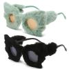 Women Plush Cat Eye Sunglasses Punk Soft Velvet Shades Ladies Handmade Party Masquerade Eyewear (black+green) view 1